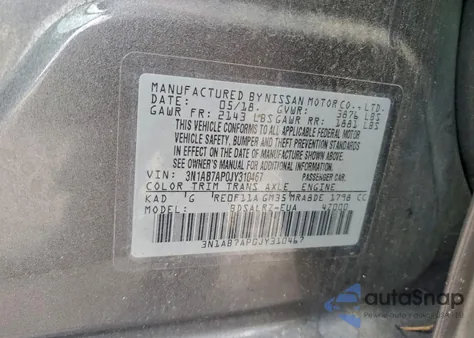 2018 Nissan Sentra S z USA, uszkodzony, nr VIN 3N1AB7AP0JY310467